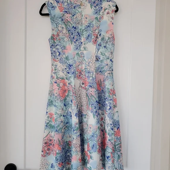Tommy Hilfiger Blue and Pink Floral Midi Dress - Picture 2 of 4